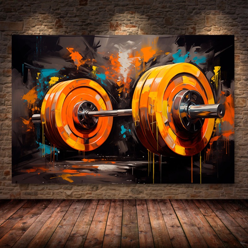 Graffiti Barbell Canvas Pintur - Sports Equipment Poster avaliação e preço